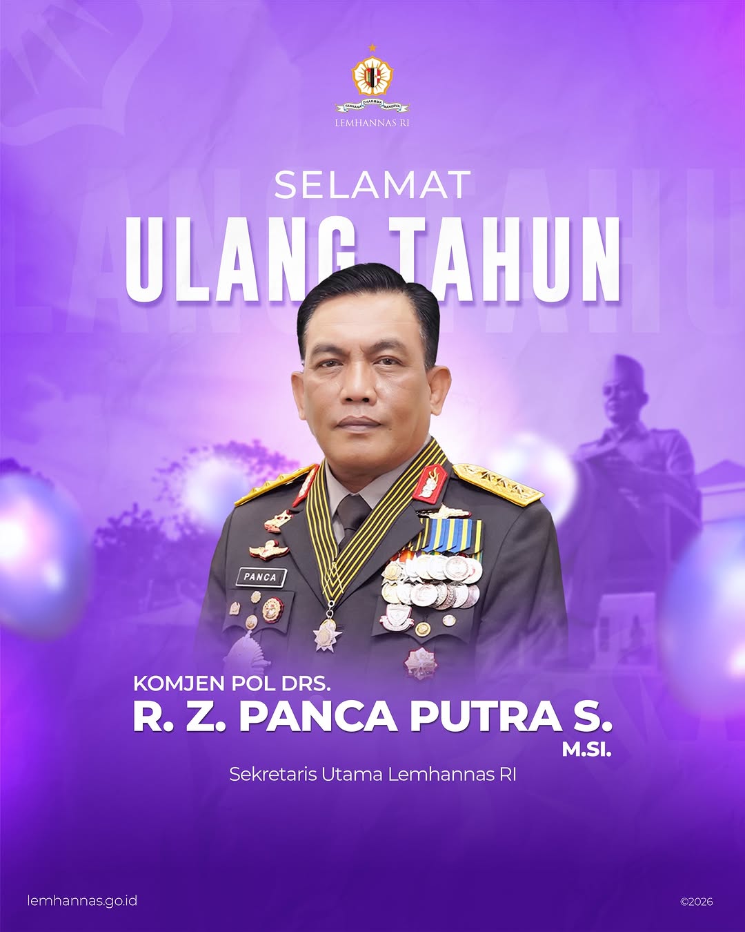 Selamat ulang tahun Sekretaris Utama Lemhannas RI ...