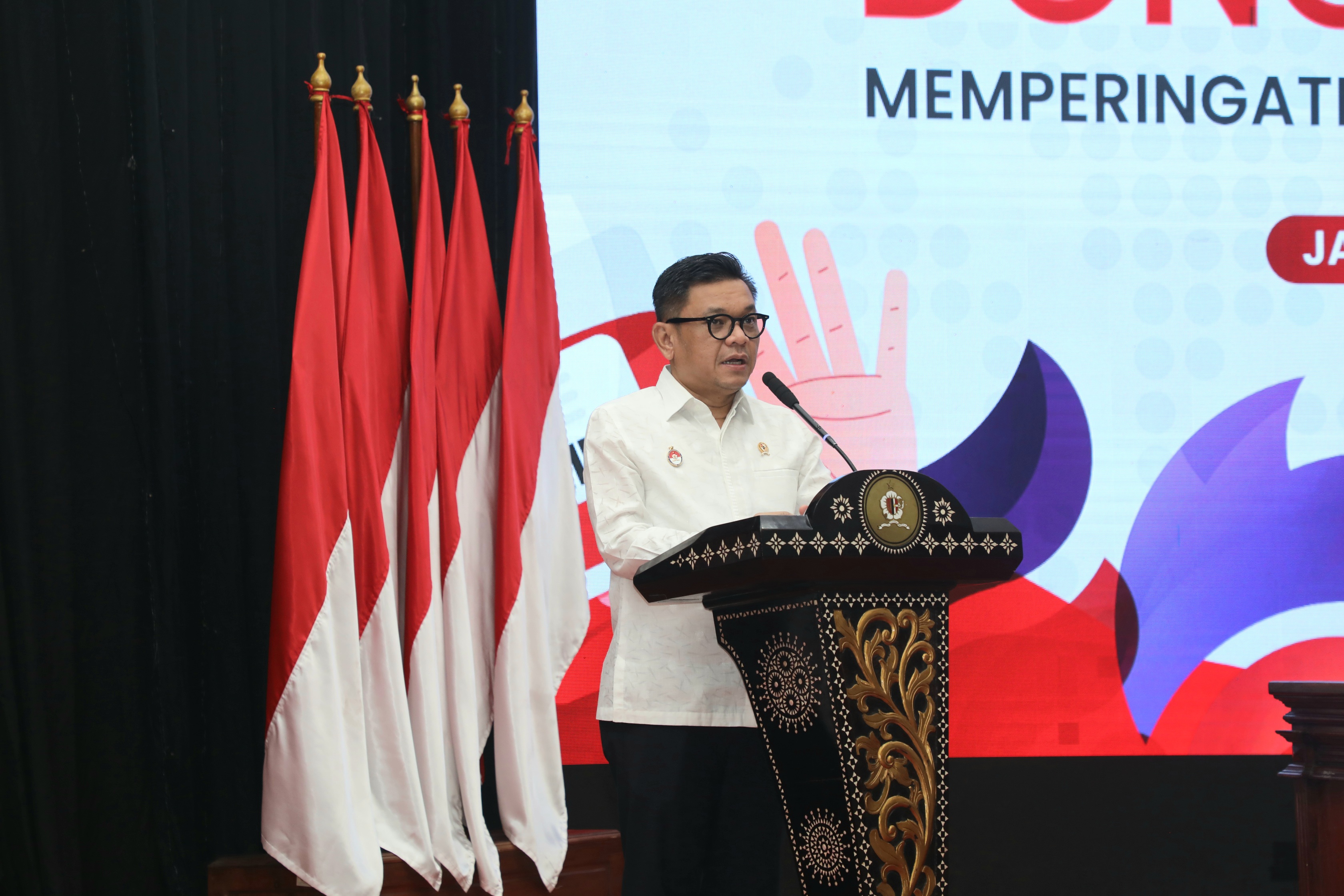 Gubernur Lemhannas RI memberikan sambutan pada kegiatan Donor Darah dalam rangka HUT Ke-60 Lemhannas RI